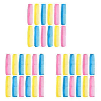 Комплект разноцветни гребените за коса 36 бр. за деца, жени, мъже, цветни пластмасов гребен за фино рязане (розово, жълто, синьо)
