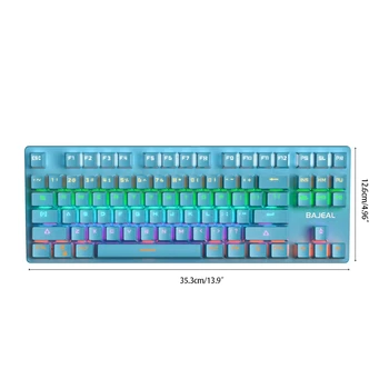 Механична клавиатура K300 Green Ос Ergonomics, синия ключ, жичен детска клавиатура с 87 клавиши за настолни КОМПЮТРИ, Поддръжка на осветление N2UB