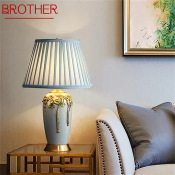 Модерна настолна лампа BROTHER, Месинг творчески керамични led настолна лампа, Декоративен за дома