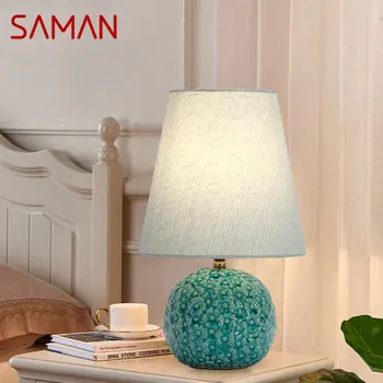 Модерна настолна лампа SAMAN, креативна керамична настолна лампа с димер за дома, хол, спалня, прикроватного декор