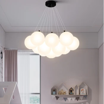 Модерните висящи лампи с топки от пузырькового стъкло, скандинавски полилей, ресторант, детска спалня, хол, кухня, висящи лампи G9 LED