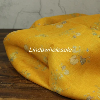 Облекло от тъкани с принтом, лятна пола, тънка кърпа с имбирно-жълти цветове, от плат за стегания, 140 см * 50 см/бр.
