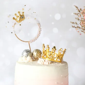 Перлата На Короната Торта Topper Ютия Венец Честит Рожден Ден На Принц, Принцеса На Тема Сватбена Торта Toppers Бижута, Сувенири Доставка