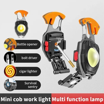 Преносим led работна лампа COB, ключодържател, мини-фенерче, външен авариен фенер с отвертка за запалка