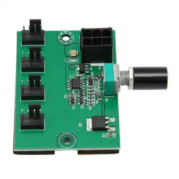 Регулатор на скоростта на въртене на вентилатора на шасито, хъб PWM DC 12V, 4-канален адаптер вентилатор, подходящ за 4-контактна 3-за контакт на 2-контакт вентилатора на PC