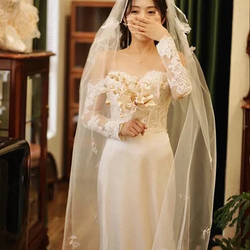 Сватбена рокля, празнични рокли за официални събития, сватбена рокля за фотография на едно рамо, на корейското атласное дантелено рокля