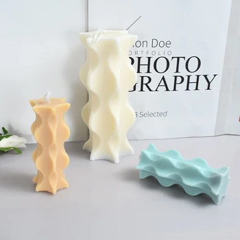 Силиконова форма за свещ с геометрична вълна, 3D creative ивица е със специална форма, колона за ароматерапия, гипсова ръчна форма от смола за домашен декор