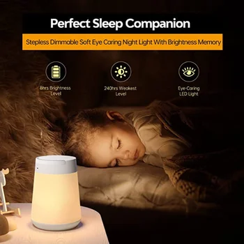 Топъл Малка нощна светлина с регулируема яркост, нощни лампа за детска спални, топла светлина, лека нощ за мама и бебе, уличен лампа за къмпинг