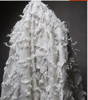 Триизмерна плат с флорални принтом, прозрачна прежди отдолу, творчески плат, плат за дрехи, дизайнерски тъкани