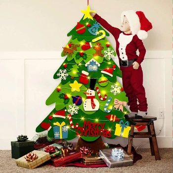 Украсата на дома САМ Фетровая Коледно дърво, подвесная изкуствена Коледна елха с украса от снежинки, Дядо Коледа, Коледен подарък за деца