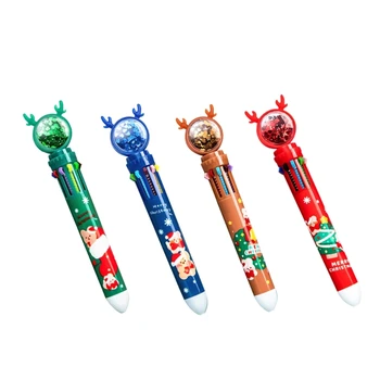 Химикалка писалка 0,5 мм, 10-в-1, Прибиращи Roller дръжка във формата на Коледните лосове, Внасянето на химикалки W3JD