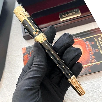 Химикалка писалка Elizabeth Rollerball Pen MB, издаден в ограничен тираж, луксозни офис перьевые химикалки за писане с бриллиантовым капачка със сериен номер