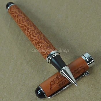 Химикалка писалка с печат от крокодилска кожа на крокодил 168 оранжев цвят CR245