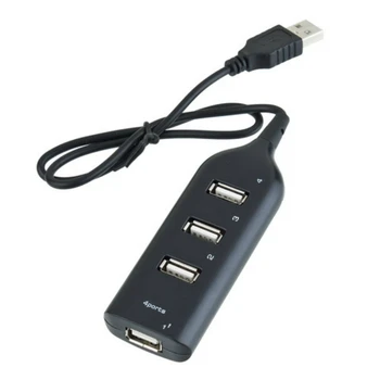 Хъб USB 2.0, 4 порта, сплитер за високоскоростен пренос на данни за 1 минута, 4 подходящ за КОМПЮТЪР, лаптоп, зарядно кабел, адаптер