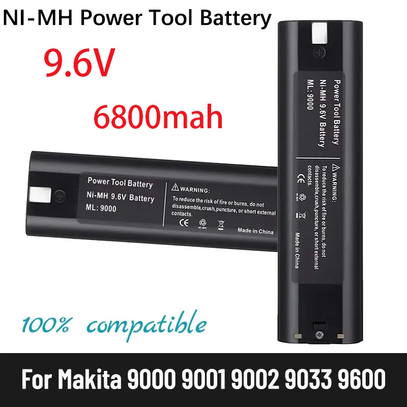 100% естествена смяна на никел-водород батерията 9,6 На 6,8 Ah подходящ за Makita 9000 9002 9033, 6095D 6096D 6093D DA391D 5090D - 0