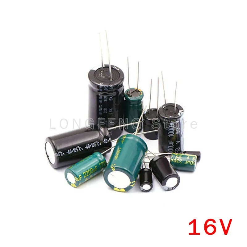 50 бр. 16V100uF 16V220uF 16V330uF 330UF 220UF 100UF 16 Plug електролитни кондензатори - 0