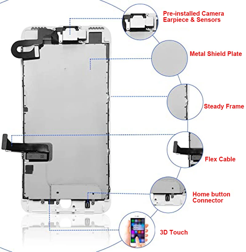 ААА Пълен Комплект LCD дисплей възли За iPhone 7Plus Дисплей с Предна Камера Говорител Digitzer Сензорен экрана1661 A1784 A1785, - 5