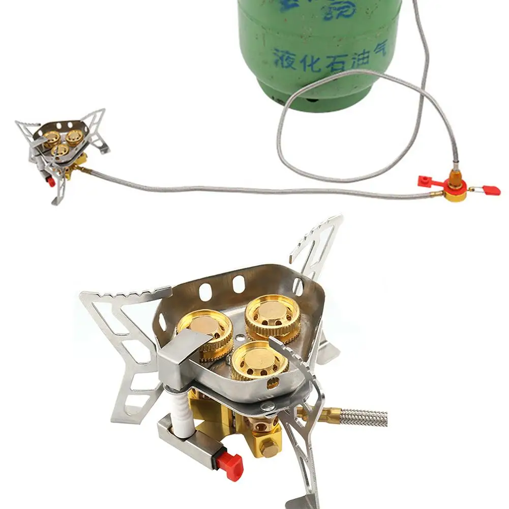 Готварска печка на газ за нощуване на открито, преносима высокомощная плоча от неръждаема стомана, шестеренчатая горелка за пикник на открито - 0
