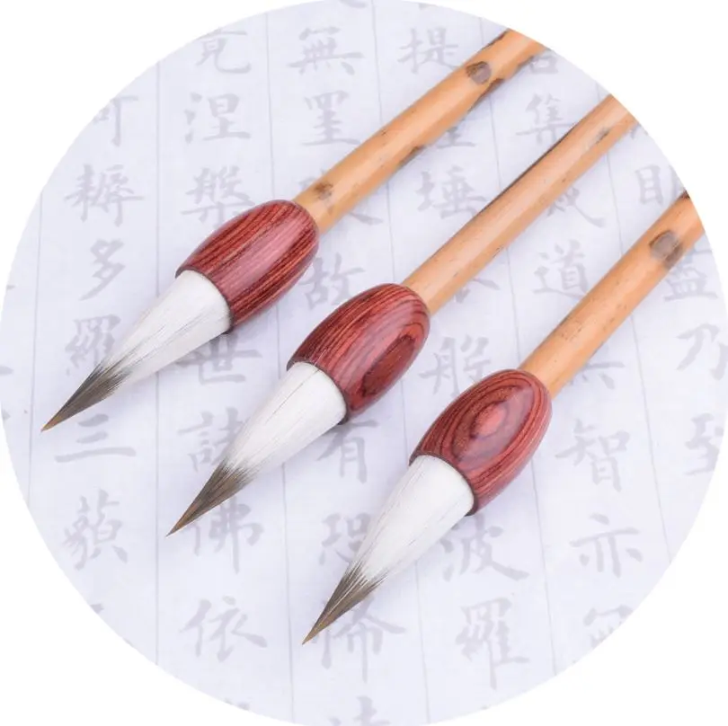 Китайските Професионални акварелни Четки с печатни букви Вълча четка за коса от естествен бамбук, държач за писалка за калиграфия - 2