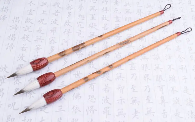 Китайските Професионални акварелни Четки с печатни букви Вълча четка за коса от естествен бамбук, държач за писалка за калиграфия - 3