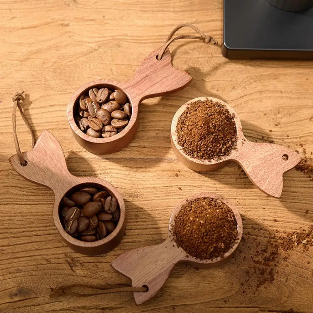 Лъжичка за измерване на кафе Дървена, гладка, със защита от напукване, за приготвяне на кафе с прахово пълнител, лъжичка за кафе на зърна, кухненски инструмент - 3