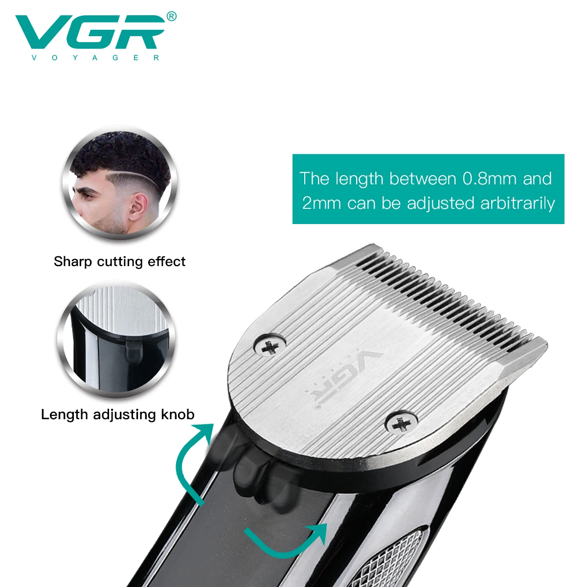 Машина за подстригване, професионален електрически тример за мъже, акумулаторна самобръсначка за подстригване със стоманени глава, безжична машинка за оформяне на брада - 3