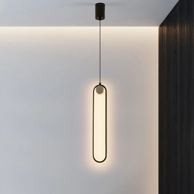 Окачен лампа Simple Line, таван полилей, скандинавски съвременно пръстен желязо, висящи осветителни тела, Окачен лампа за спални, лампа за хранене - 0