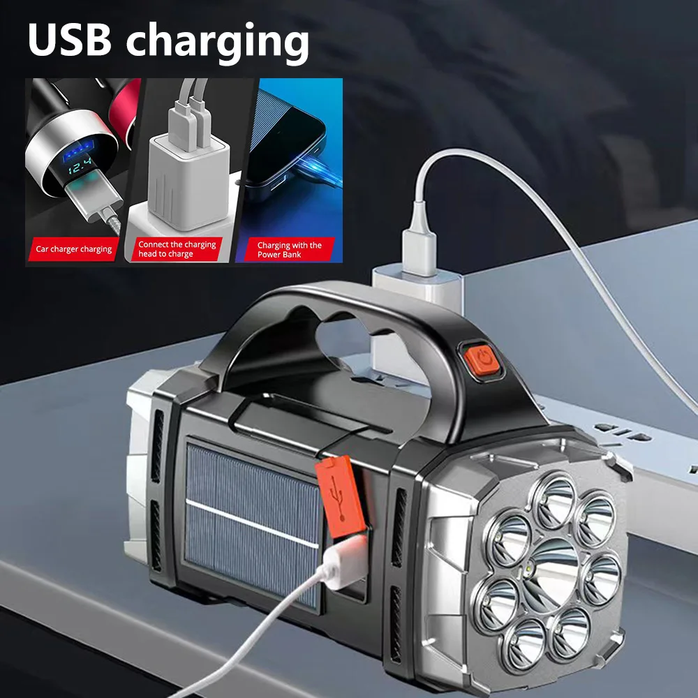 Портативен мощен слънчев led фенерче с подсветка на КОЧАН, USB батерия, 4 режима на осветление, слънчева светлина на открито - 4