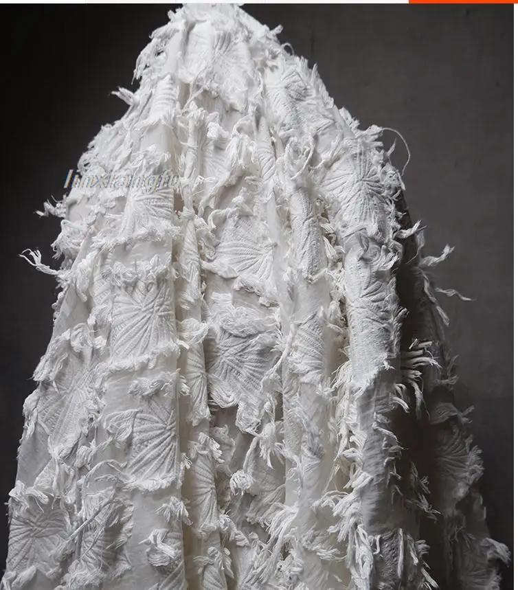 Триизмерна плат с флорални принтом, прозрачна прежди отдолу, творчески плат, плат за дрехи, дизайнерски тъкани - 0