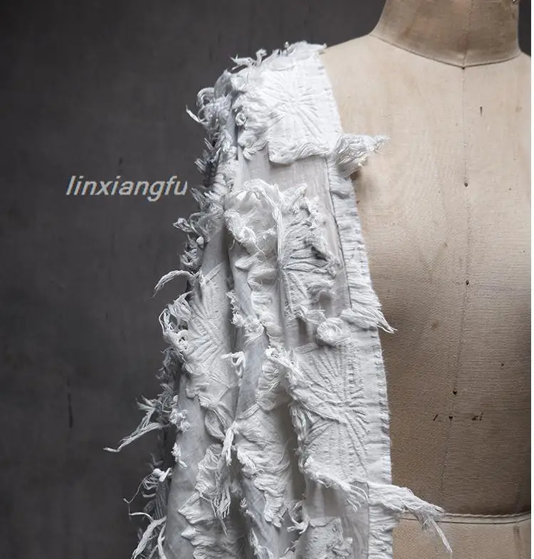 Триизмерна плат с флорални принтом, прозрачна прежди отдолу, творчески плат, плат за дрехи, дизайнерски тъкани - 2