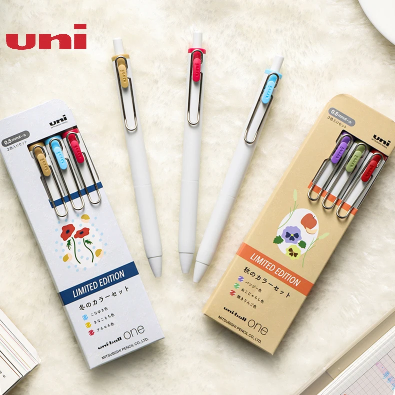 Япония, Mitsubishi UNI UMN-S, Есенно-зимния Limit набор, Бързосъхнеща Гел писалка Uniball One Press, Цветен Гел писалка 0,5/0,38 мм - 0