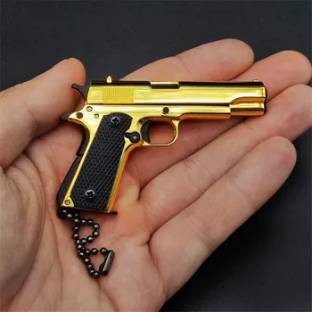 1:3 Висококачествен Метален Златен Ключодържател 1911 Г., Модел На Играчка Пистолет, Миниатюрен Пистолет От Сплав, Колекция От Играчки, Подарък Медальон