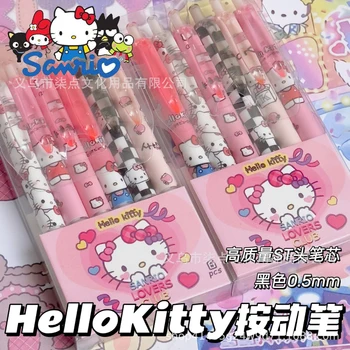 12 бр./пакет Sanrio Hello Kitty Сладко Kuromi Melody Press Гел Химикалки Костюм Мультяшные Средства St Съвет Быстросохнущей Дръжки За Подпис
