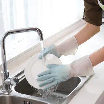 2/1 отношение на силиконови ръкавици за почистване, Ръкавици за миене на съдове, Чистач, Гъба за миене на съдове, Гумени ръкавици, Инструменти за почистване на