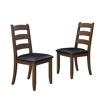 2 бр., модерни трапезни столове за дома и градината, състарени кафяви столове с тапицерия от изкуствена кожа, мебели за трапезария