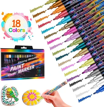 24 цвята акрилни, метални маркери химикалки Extra Fine Point, Paint Pen Art, постоянни маркери за рисуване на картички, надписи за подпис