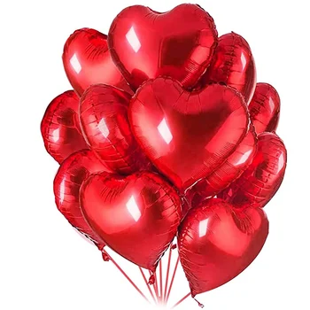 30 балони от фолио във формата на сърца, червени гелиевые топки 18 инча, романтичен комплект бижута с Деня на Св. Валентин
