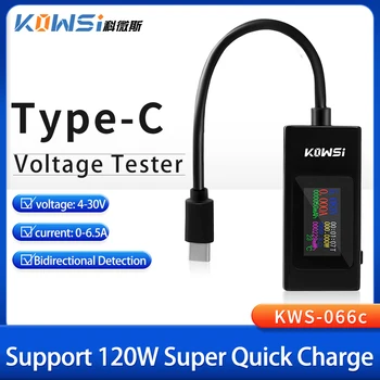 4-30 В Тестер за напрежение Type-c USB-C Тестер за Измерване на ток, Временна Амперметър, Цифров Монитор, USB Зарядно устройство, Тестер, електромера KWS-066C