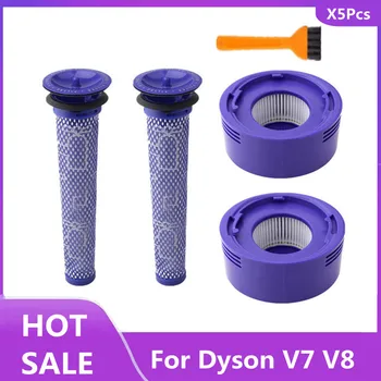 5 Опаковки предварителни филтри и 2 опаковки постфильтров HEPA, съвместими за безжични прахосмукачки Дайсън V8 V7