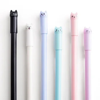 6 бр./компл. Гел химикалка Kawaii Cat 0,5 мм, креативна скъпа писалка с неутрални мастило, подарък за деца, ученически офис пишещи средства, канцеларски материали