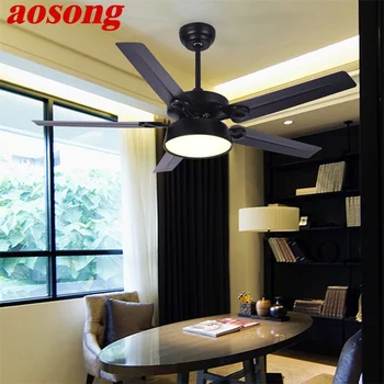 AOSONG Съвременните вентилатори с подсветка, комплект за дистанционно управление, 3 цвята, led Модерният домашен интериор за спални и Трапезария, спалня