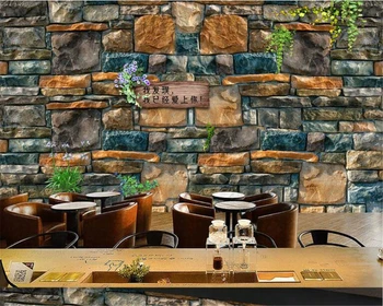 beibehang Custom fashion personality напреднали копринени тапети в Европа и Съединените Щати каменна стена кафе-бар рисувани стенни 3d тапети
