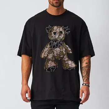 BORUNKE Мъжка тениска в стил хип-хоп, Мъжки Летни блузи, луксозна марка тениска, Мъжки Дизайнерски памучен тениска с кръгло деколте и пайети, 16