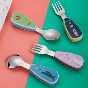 Cartoony набор от съдове за готвене Лъжица за готвене, десерт лъжица за деца, лъжичка за хранене вилица, детски приспособления, детски прибори за хранене за деца