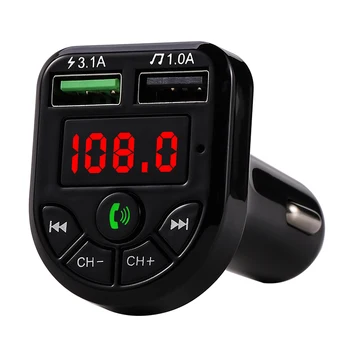 Led FM предавател, Bluetooth 5,0 комплект за Кола с два USB-зарядно устройство 3.1 A 1A USB MP3 плеър за iphone car U disk/TF карта