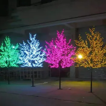 LED водоустойчива озеленени външни светлини за градината с персиковым дърво, имитация на 2,5 М/1536 светлини, led светлини за черешово дърво, декорация на градината