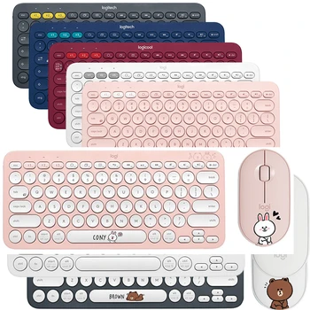 Logitech K380 Оригинални безжични клавиатура Cartoony БТ за няколко устройства, ултра мини-клавиатура за iPhone, iPad, Android, таблет с мишката