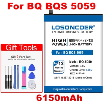 LOSONCOER 6150mAh BQS-5059 BQ-5059 Батерия За мобилен телефон BQ BQS 5059