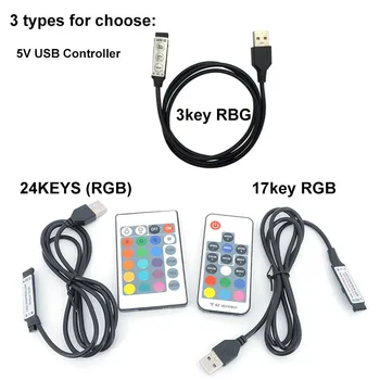 mini 3key USB 5v mini 17key 24key 4Pin RGB led лента RF Контролер Кабел за дистанционно управление на Димер за 3528 smd 5050 2835 Strip p