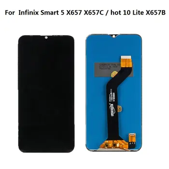 OEM оригинална За Infinix Smart 5x657x657/hot 10 Lite X657B LCD и цифров преобразувател с докосване на екрана в събирането Черен